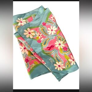 Lilly Pulitzer silk  rolled edge scarf pink and teal